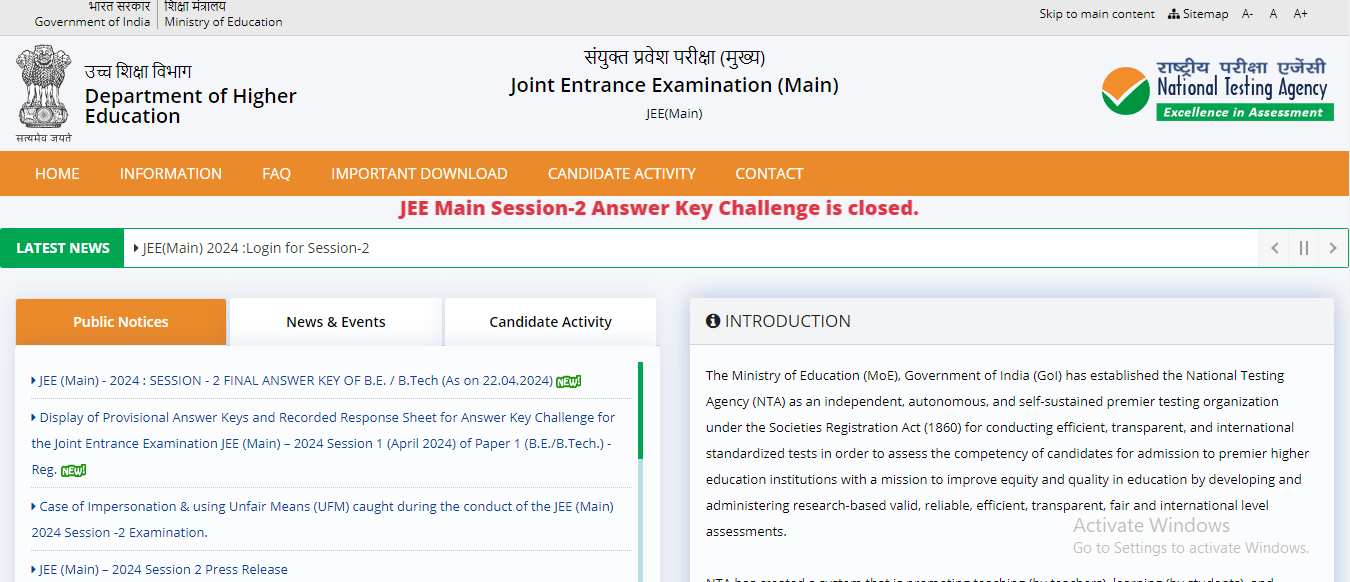 JEE Main 2024 Live Updates: Session 2 Result Date, Link at jee.main.nta.ac.in