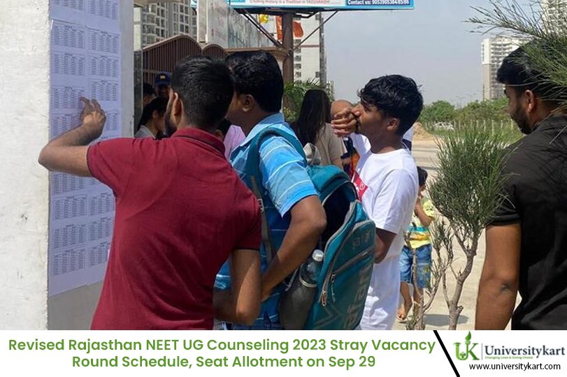 Revised Rajasthan NEET UG Counseling 2023 Stray Vacancy Round Schedule, Seat Allotment on Sep 29
